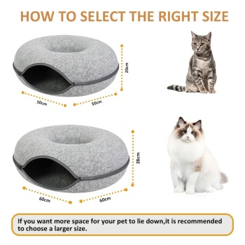 Cute Eco-Friendly Round Cat Tunnel Bed Comfortable Cat Furniture Tunnel Bed