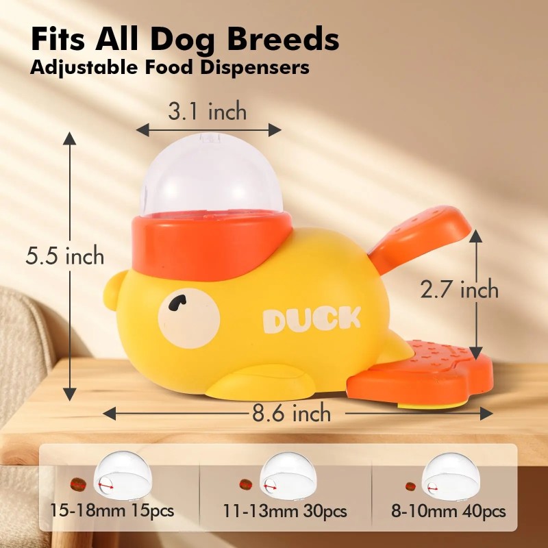 ZMaker New Yellow Duck Shaped 2-in-1 Dog Slow Feeder Puzzle Toy Dog Interactive Treat Dispenser Toy Slow Feeder Toy