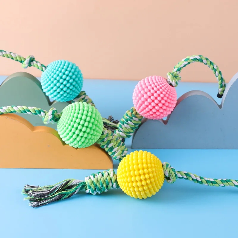 Pet Toys TPR Sound Corn Ball Knot Dog Molar Teeth Cleaning Puppy Toy Ball 90g Small Dog