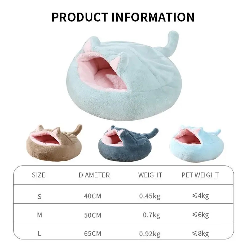 ZYZPET Plush Pet Cat Bed Round Cat House 2 in 1 Warm Cat Basket Sleep Bag Nest Kennel for Dog