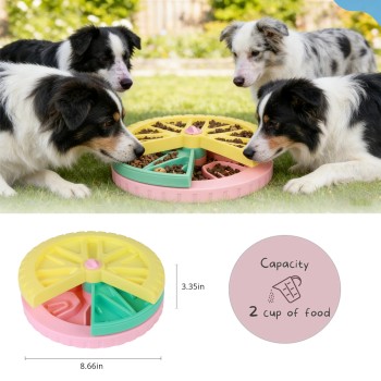 Three-layer Durable Plastic Rotating Dog & Cat Puzzle Slow Feeder Food Bowl Toy with Automatic Lick Plate for Pet Slow Eating