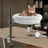 360° Rotatable Adjustable Height Cat Hammock Bed with Soft Cushion & Metal Frame Circular Pet Furniture for Desk