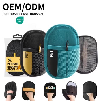 Custom Super Thick Pet Dog Hair Remover Foam Electrostatic Glove Brush Easy Cleaning Portable Long Plush Animal Cat Hair Brush