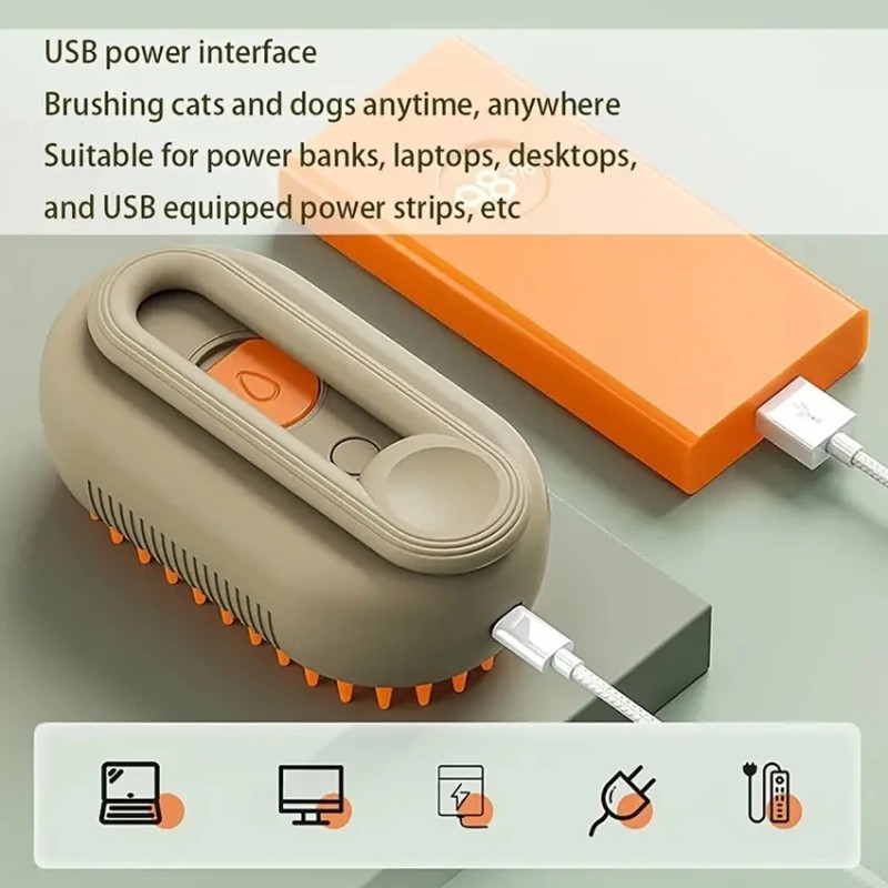 Cat Steam Brush Dog Hair Cleaning Remover Brush Cat Spray Brush for Pet Massage