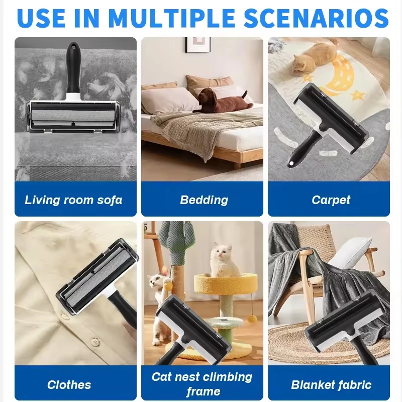 Custom Reusable Portable Multi-Surface Plastic Lint Roller for Pet Hair and Fur Removal Cat and Dog Furniture Grooming Tool